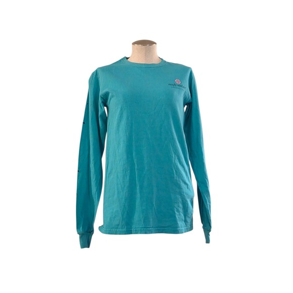 Simply Southern Long Sleeve Graphic Tee Teal Hang With My Dog Floral Small - Picture 2 of 13
